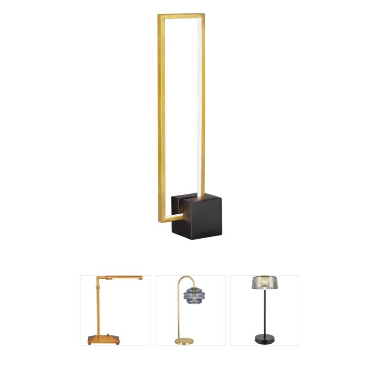 Dainolite Florence LED Table Lamp - Aged Brass & Concrete