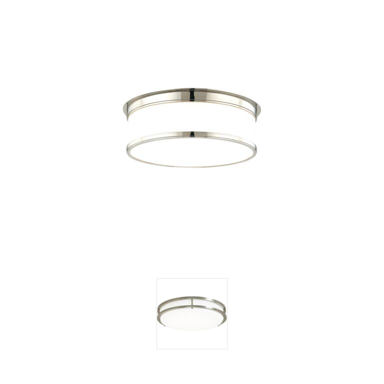 Hudson Valley Geneva 15-Inch Polished Nickel Flush Mount with Opal Glossy Glass