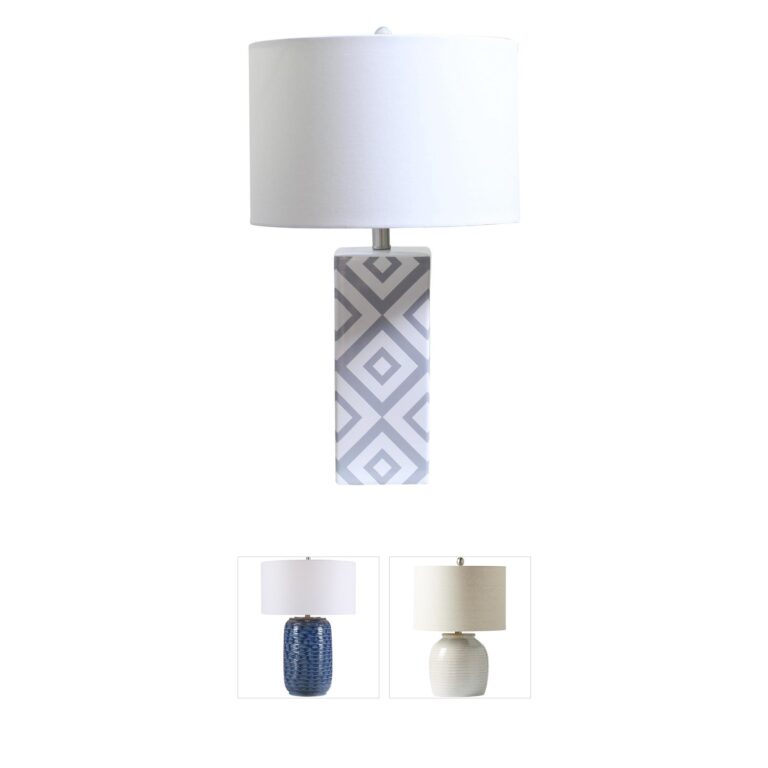 Bethel International Canada Grey & White Ceramic Table Lamp