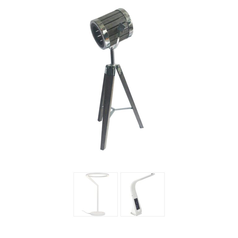 Bethel International Canada Chrome & Wood Tripod Table Lamp