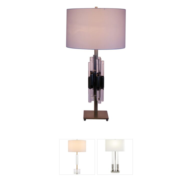 Bethel International Canada Crystal Antique Brass Table Lamp