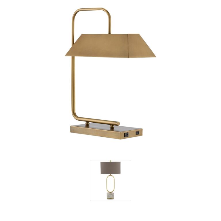 Currey & Company Hoxton Light Antique Brass USB Table Lamp