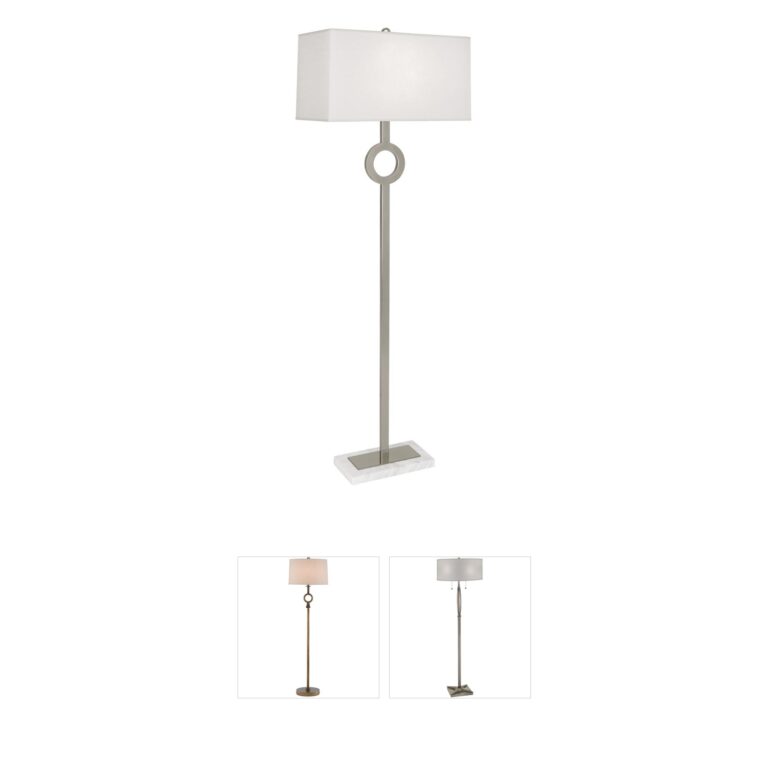 Robert Abbey Oculus Antique Silver Floor Lamp with Oyster Linen Shade