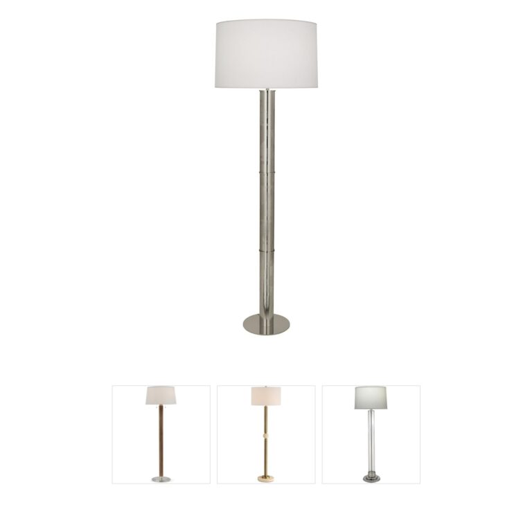 Robert Abbey Michael Berman Brut Polished Nickel Floor Lamp with Ascot White Shade
