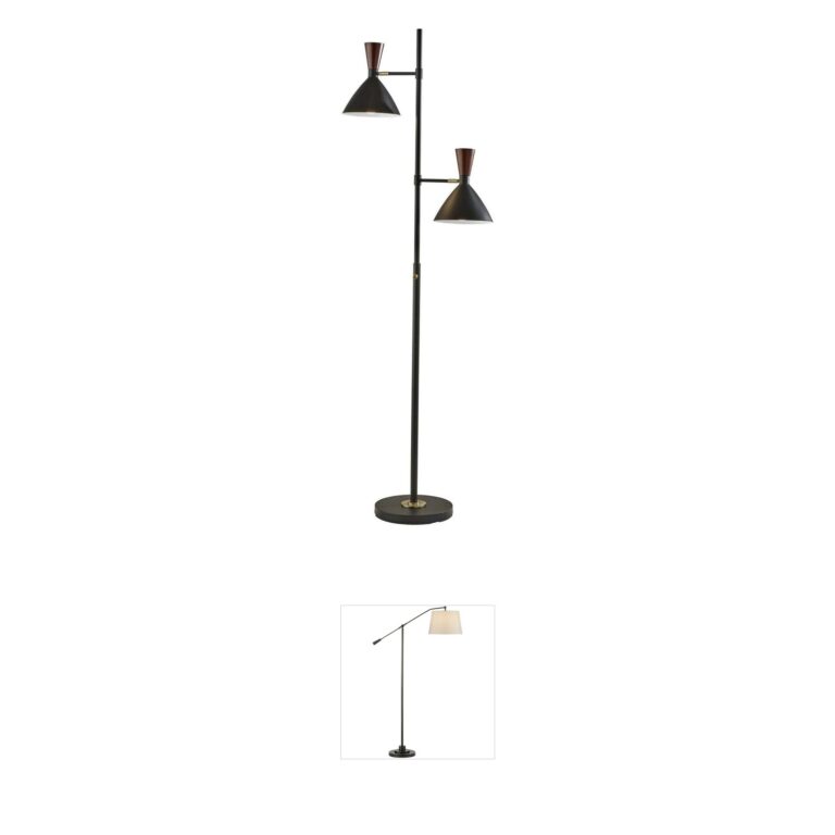 Adesso Arlo Black & Wood Accent Floor Lamp