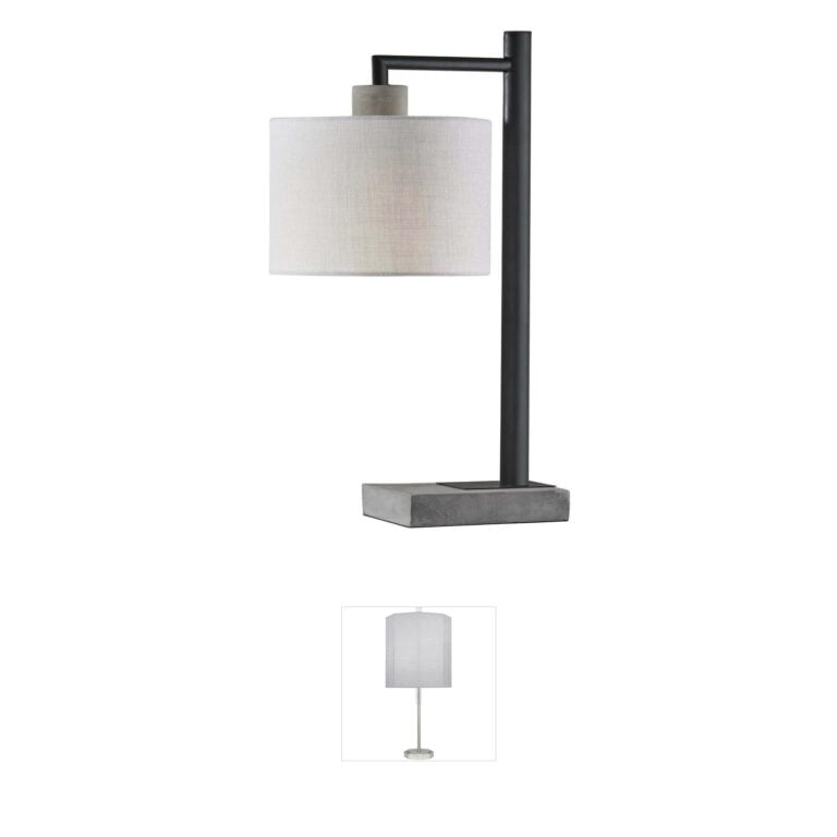 Adesso Devin Black & Cement Table Lamp