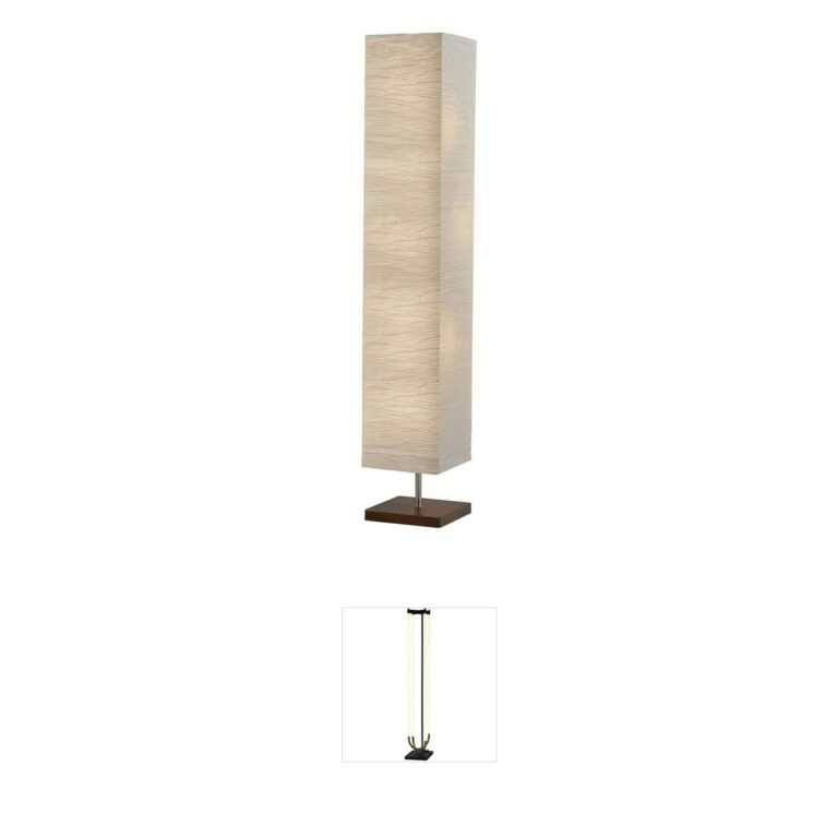 Adesso Dune 57-Inch Walnut and White Crinkle Paper Floor Lamp