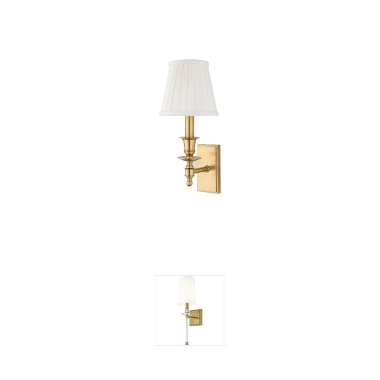 Hudson Valley Ludlow Aged Brass Wall Sconce with Silk Shade