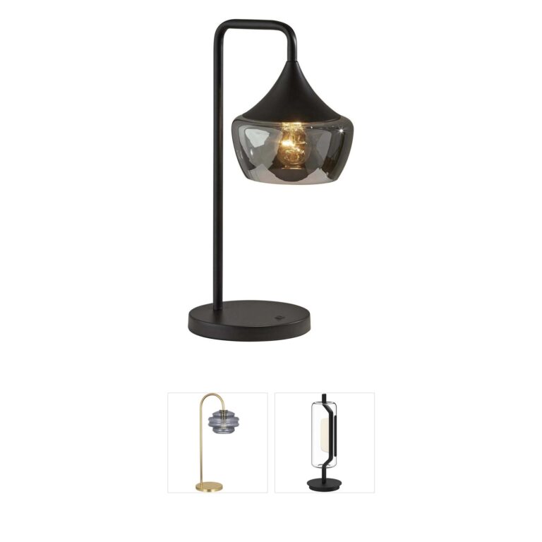 Adesso Eliza Black Smoked Glass Table Lamp