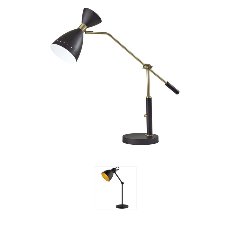 Adesso Oscar Black & Antique Brass Desk Lamp
