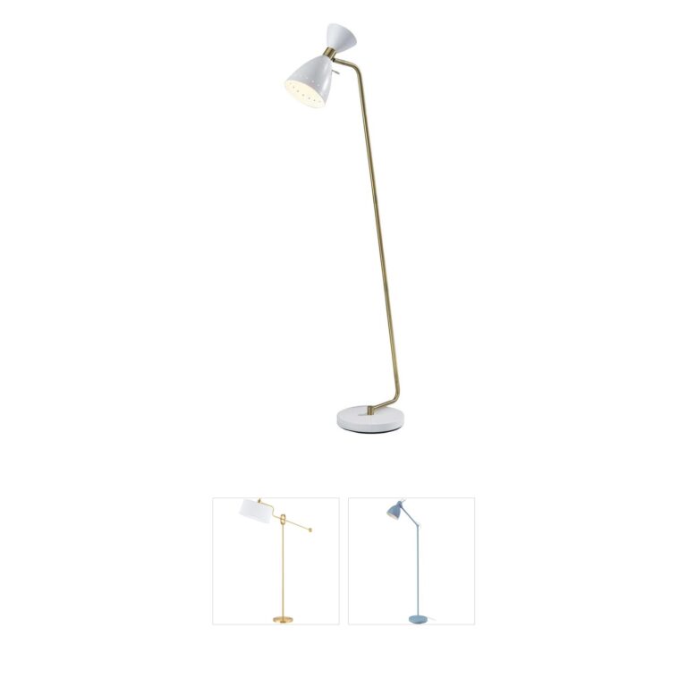 Adesso Oscar White & Antique Brass Floor Lamp