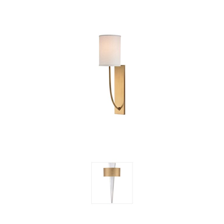 Hudson Valley Colton 1-Light Aged Brass Wall Sconce with Linen Shade