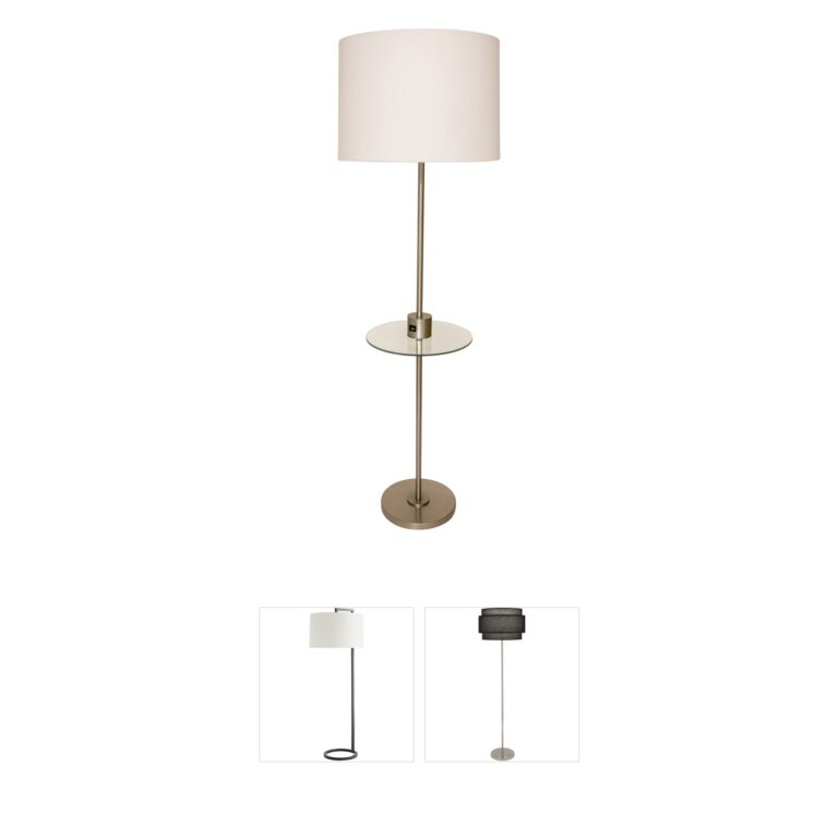 House of Troy Brandon Satin Nickel Floor Lamp with USB
