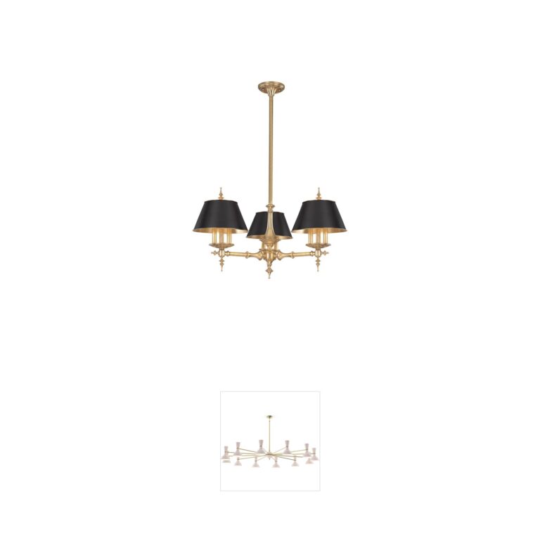 Hudson Valley Lighting Cheshire 9-Light Aged Brass Chandelier with Black and Gold Foil Shades