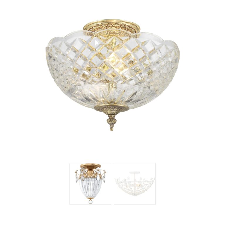 Crystorama Milton 10-Inch Olde Brass Crystal Bowl Semi-Flush Mount