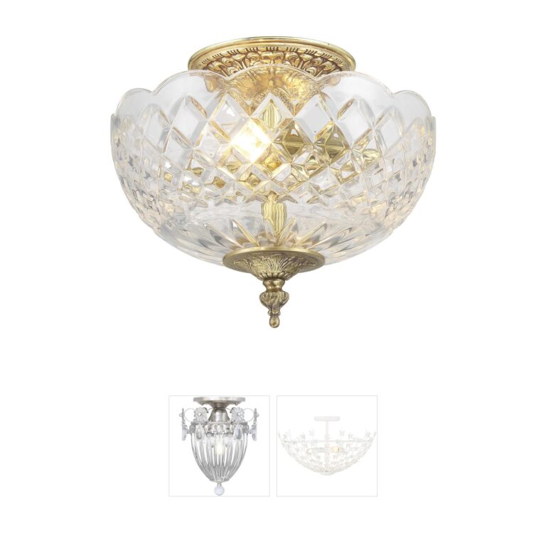 Crystorama Milton Olde Brass Crystal Bowl Semi-Flush Mount
