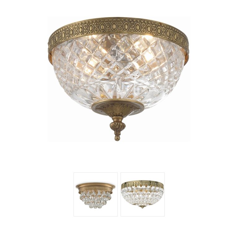 Crystorama Westbury Faceted Cut Glass Bowl Olde Brass Flush Mount