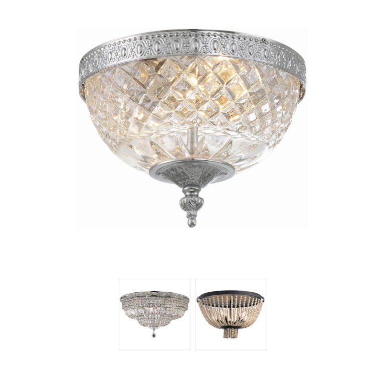 Crystorama Westbury 8-Inch Polished Chrome Faceted Cut Glass Flush Mount