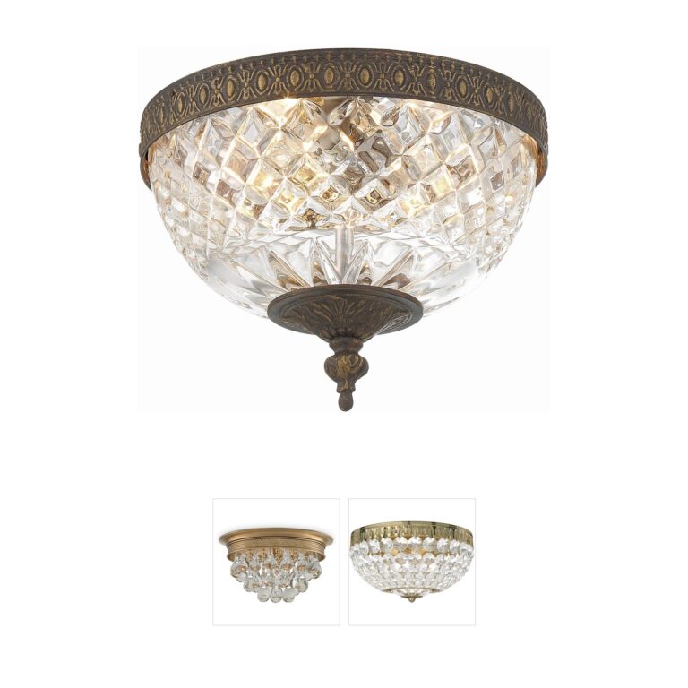 Crystorama Westbury English Bronze Faceted Cut Glass Flush Mount