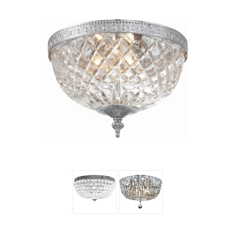 Crystorama Westbury Faceted Crystal Polished Chrome Flush Mount