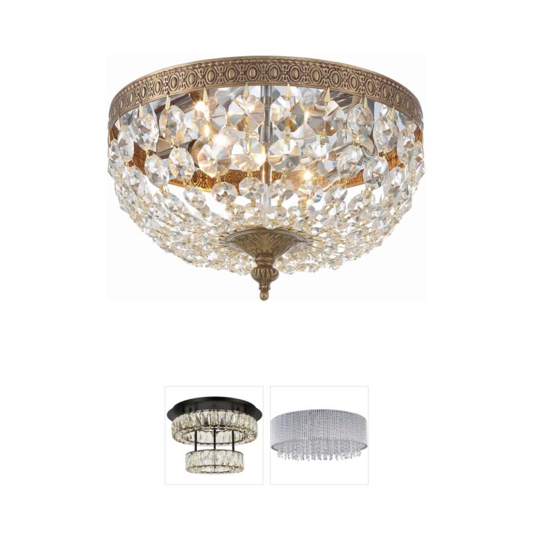Crystorama Westbury 10-Inch Hand Cut Crystal Olde Brass Flush Mount