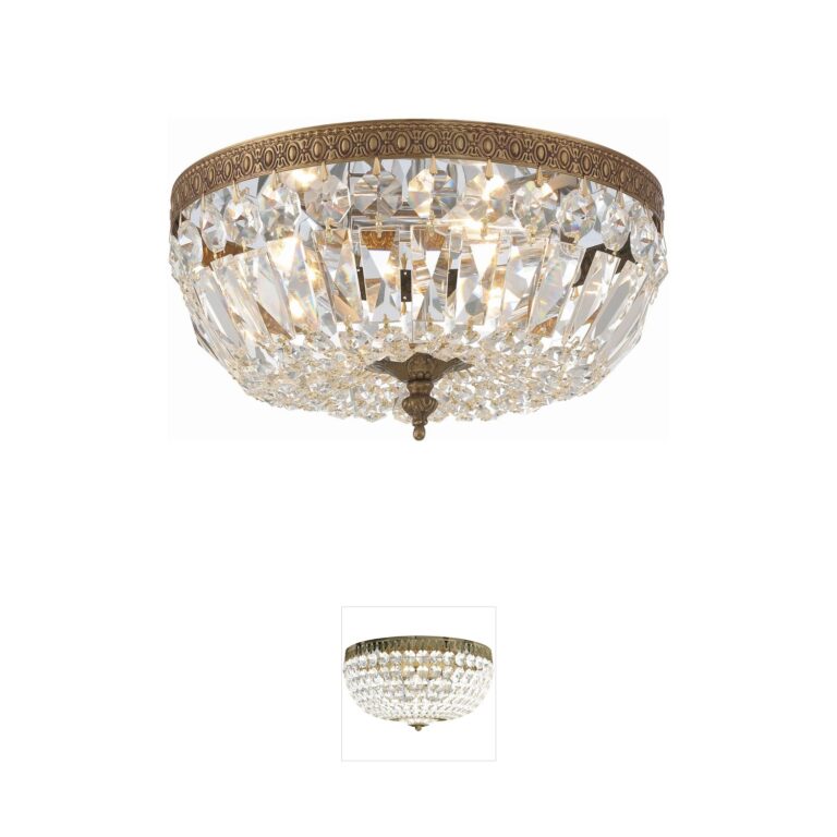 Crystorama Westbury 12-Inch Hand Cut Crystal Olde Brass Flush Mount