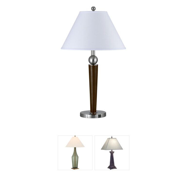 Cal Lighting Hotel Collection 29-Inch Brushed Steel Table Lamp with Dual Outlets