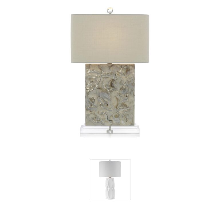 John-Richard Leah Metal Table Lamp in Creamy White and Sultry Grey