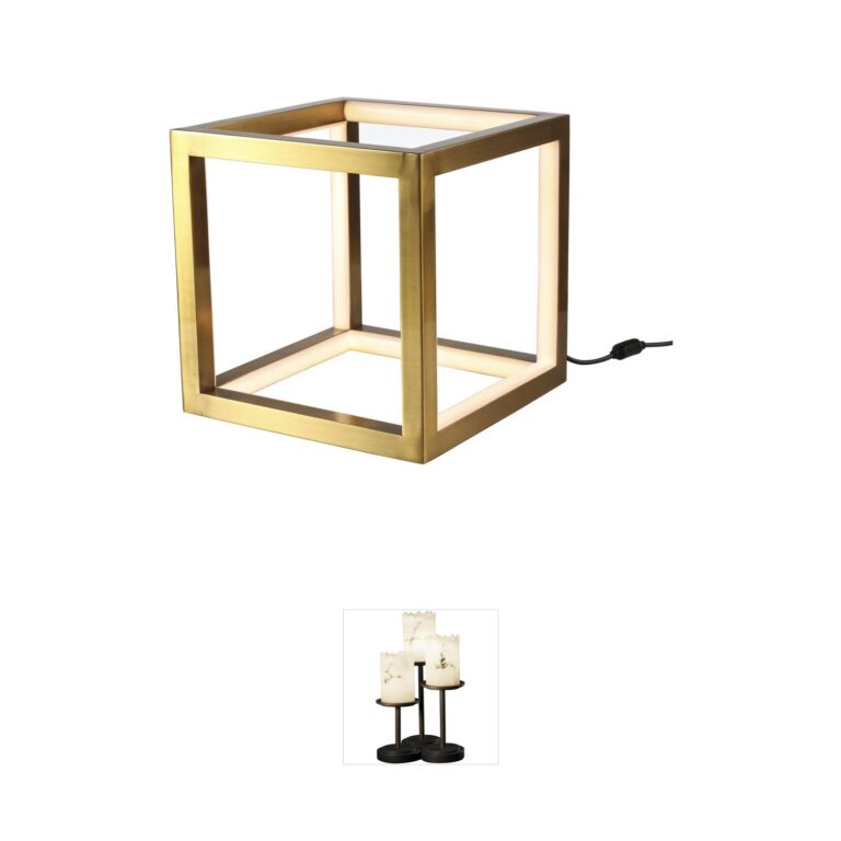 Bethel International Canada Gold LED Box Table Lamp