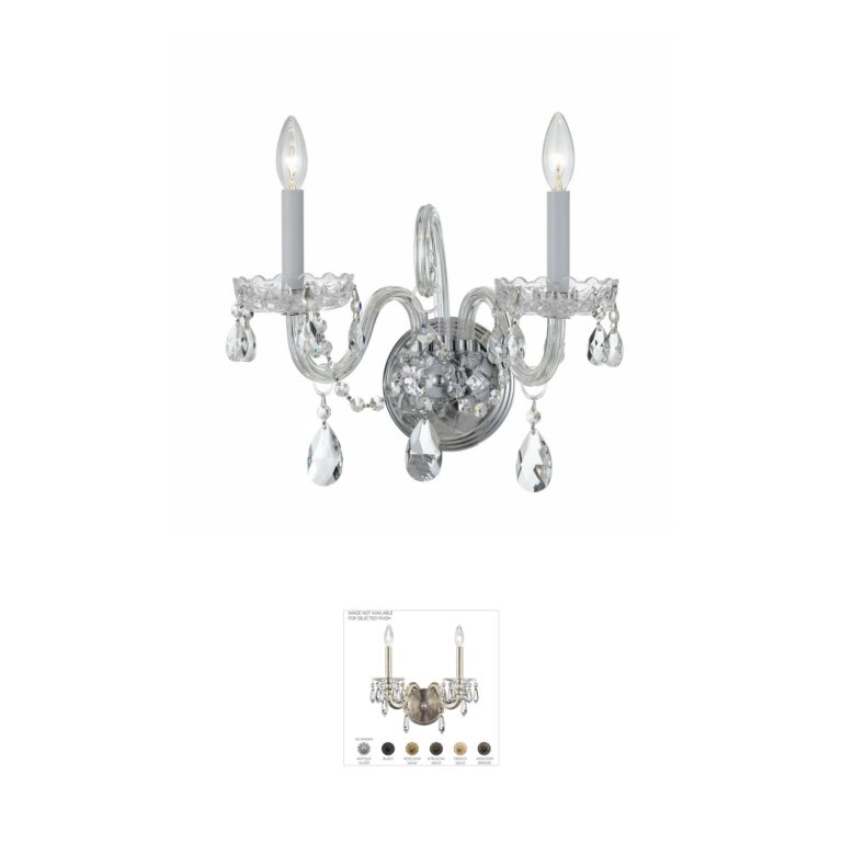 Crystorama Traditional Crystal 2-Light Hand Cut Crystal Polished Chrome Sconce