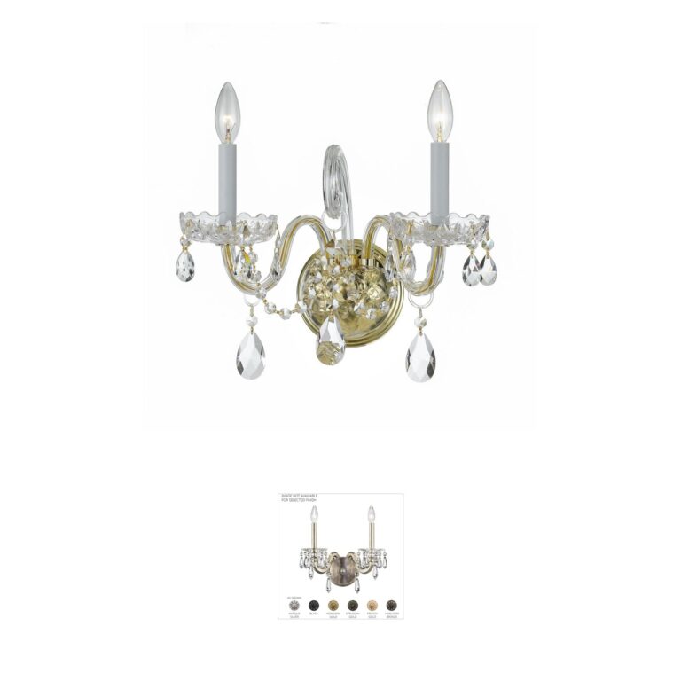 Crystorama Traditional Crystal 2-Light Swarovski Spectra Sconce in Polished Brass