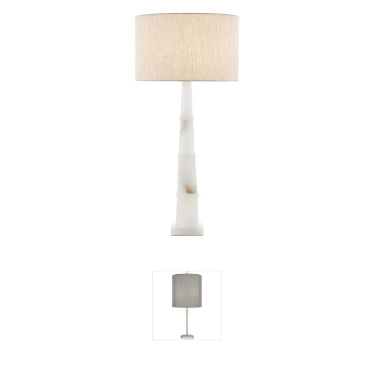 Currey & Company Alabastro Alabaster and Polished Nickel Table Lamp