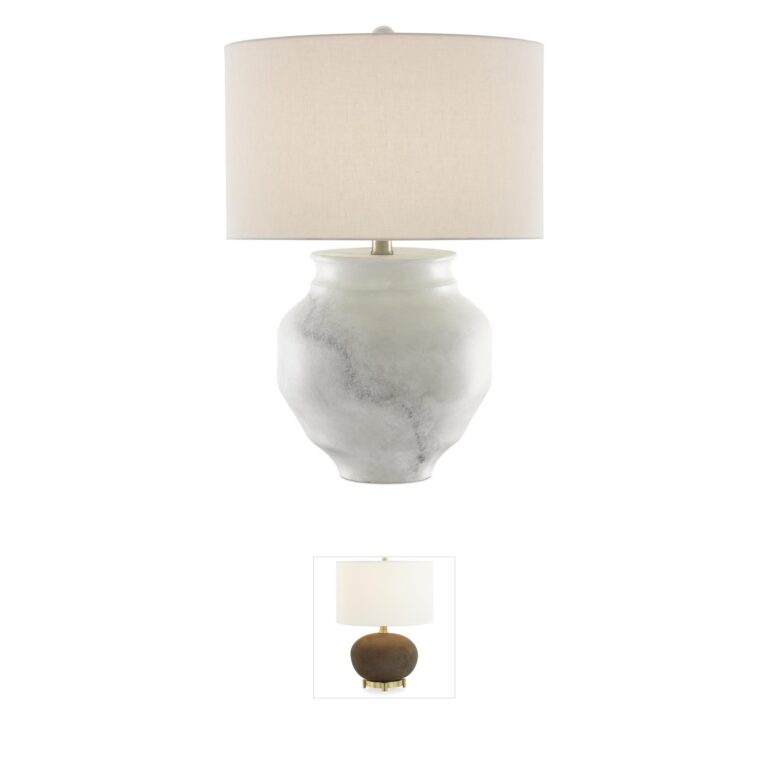 Currey & Company Kalossi Painted White and Gray Terracotta Table Lamp
