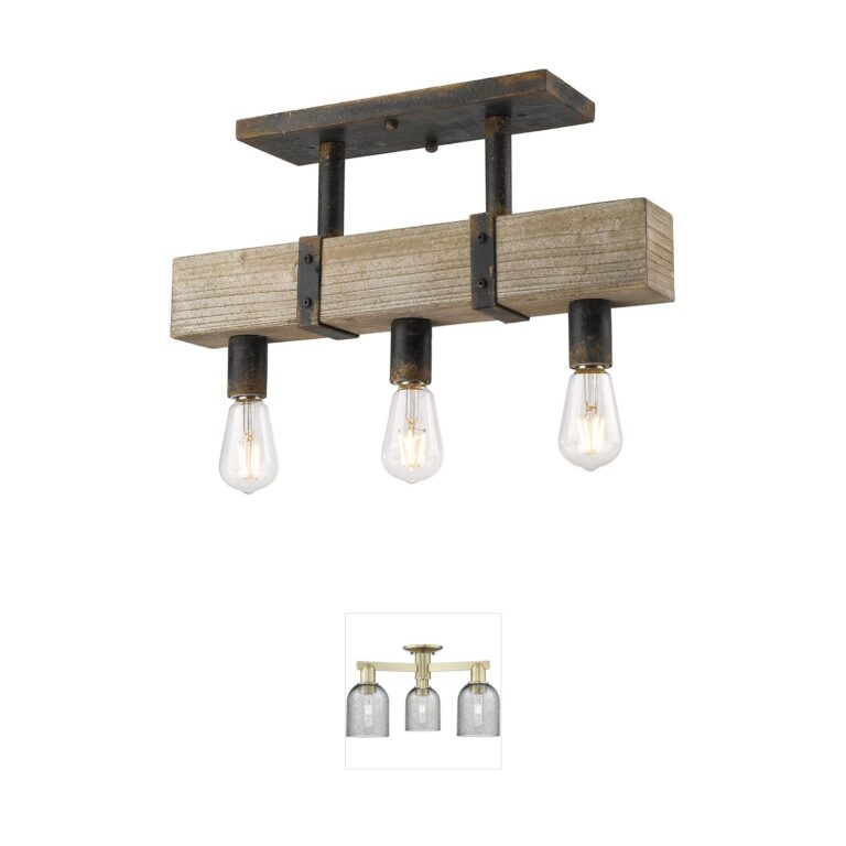 Golden Lighting Garrett Wood & Steel Semi-Flush Mount