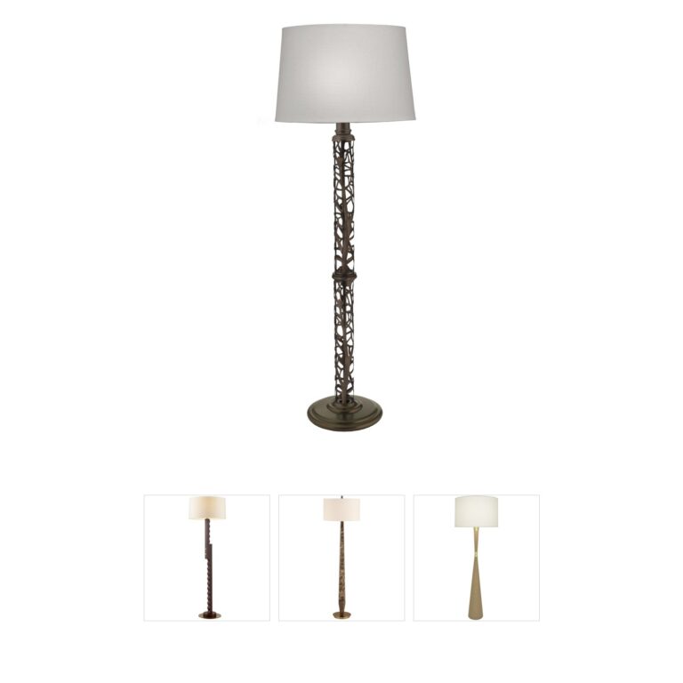 Stiffel Ellie Oxidized Bronze Floor Lamp with Cream Aberdeen Shade