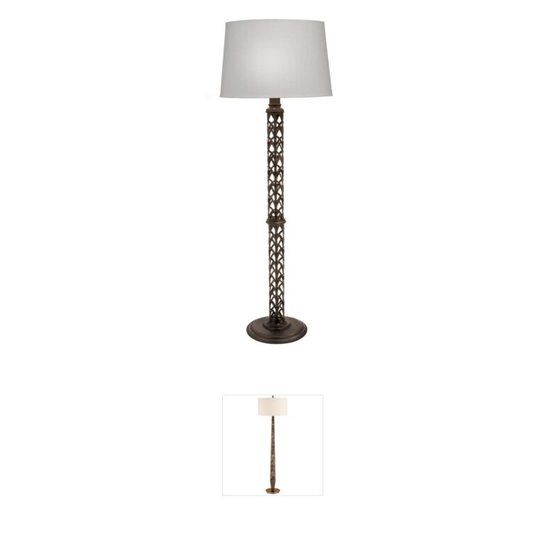 Stiffel Ellie Oxidized Bronze Metal Floor Lamp with Cream Aberdeen Shade
