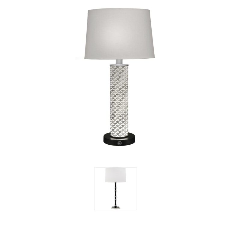Stiffel Ellie 29-Inch Silver Metal Table Lamp with Cream Aberdeen Shade