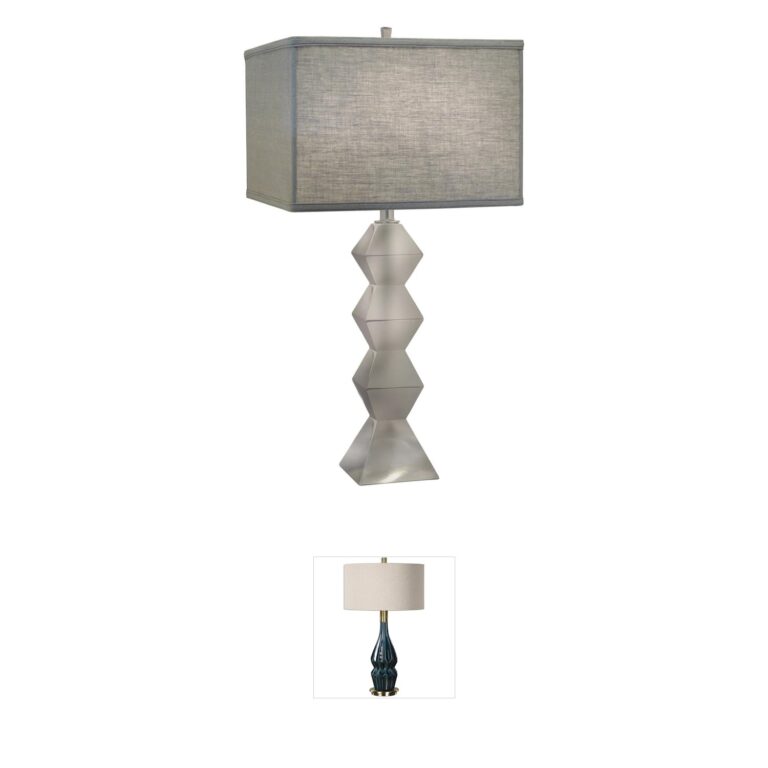 Stiffel Ellie Satin Nickel Metal Table Lamp with Geneva Linen Shade