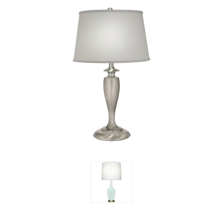 Stiffel Ellie 27-Inch Satin Nickel Metal Table Lamp with Pearl Supreme Satin Shade