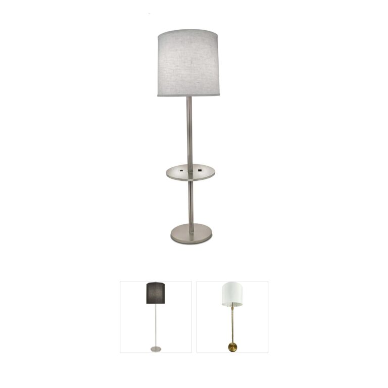 Stiffel Ellie Satin Nickel Floor Lamp with USB and Power Outlets