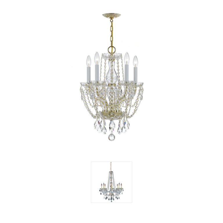 Crystorama Traditional Crystal Hand Cut Crystal Mini Chandelier in Polished Brass