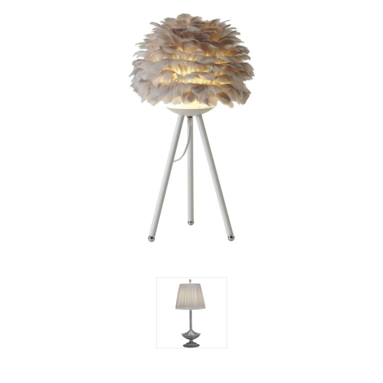 Bethel International Canada Grey Goose Feather Table Lamp