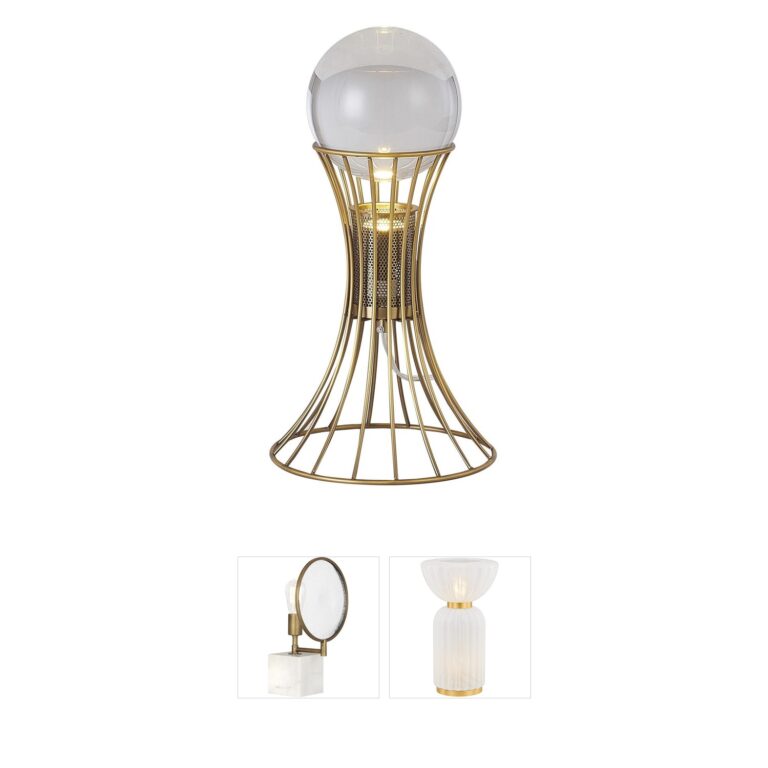 Bethel International Canada Antique Brass & Crystal Table Lamp