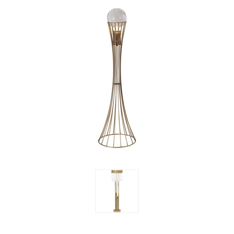 Bethel International Canada Antique Brass and Crystal Floor Lamp