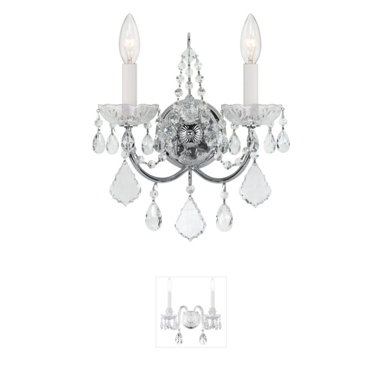 Crystorama Imperial Swarovski Spectra Crystal 2-Light Wall Sconce in Polished Chrome