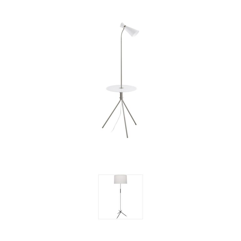 Eglo Policara Matte Nickel Floor Lamp with White Metal Cone Shade