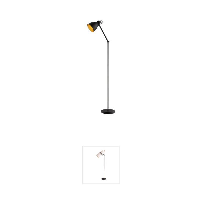 Eglo Lighting Priddy 2 Adjustable Steel Floor Lamp with Black & Gold Shade