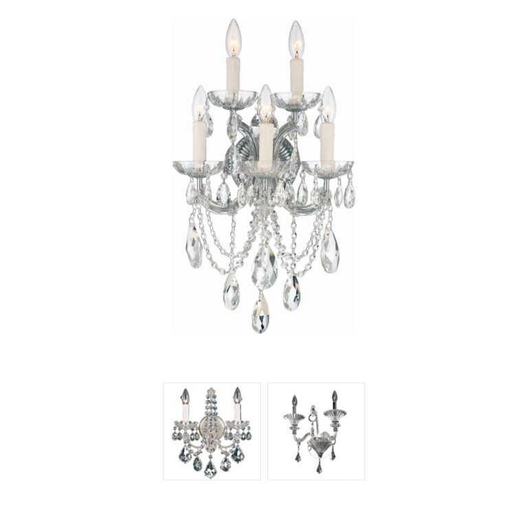 Crystorama Maria Theresa 5-Light Hand Cut Crystal Wall Sconce in Polished Chrome