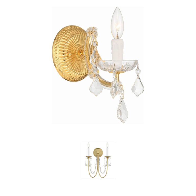 Crystorama Maria Theresa Hand Cut Crystal 1-Light Gold Wall Sconce