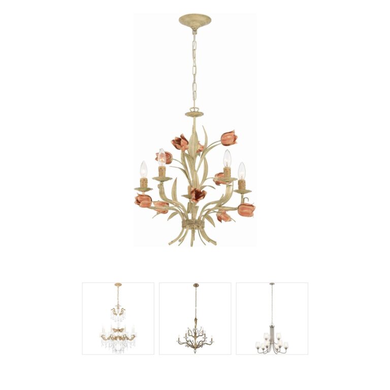 Crystorama Southport Steel Chandelier in Sage Rose